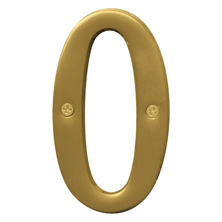 Hy-Ko 4In Brushed Brass Number 0, 3PK A30920